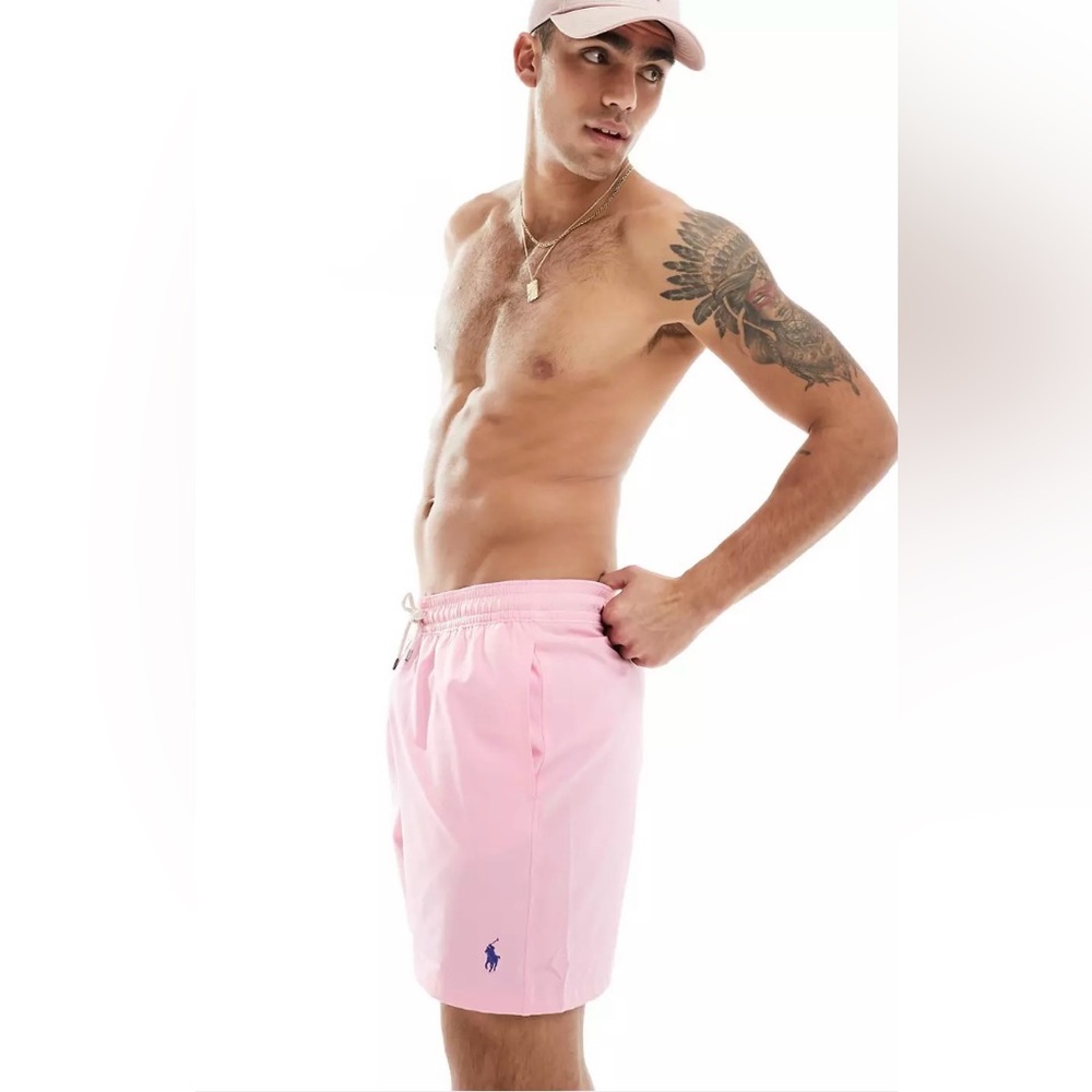 Polo Ralph Lauren Traveler Icon Logo Swim Shorts Pink Size XL